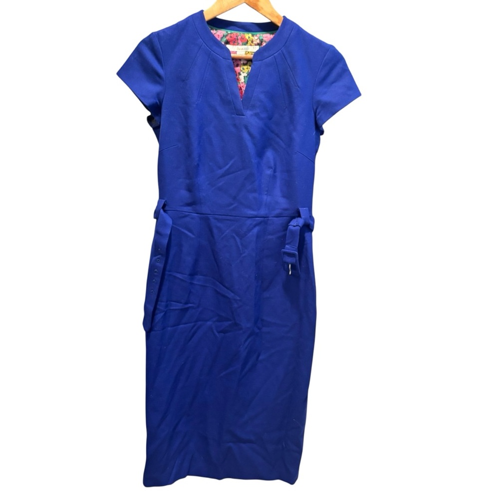 Boden Royal Blue Wool Blend Belted Cap Sleeve Dress Size 6